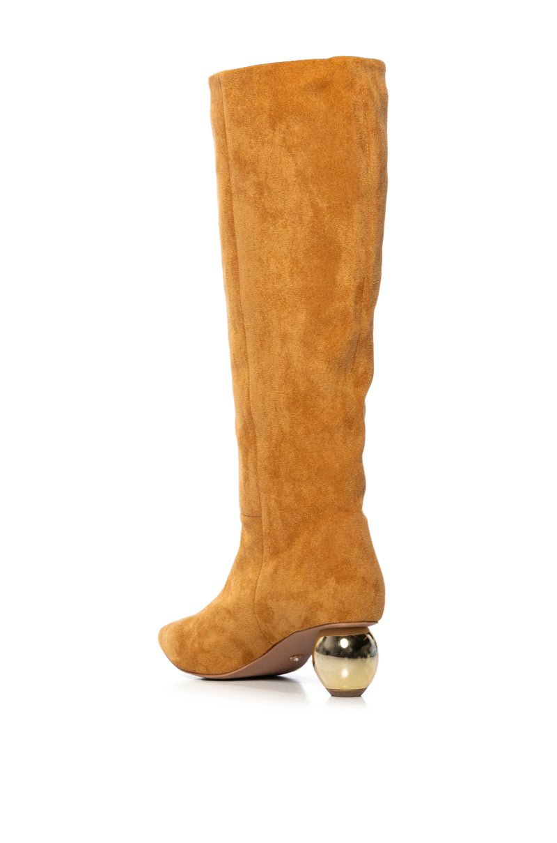 AZALEA WANG WARRINGTON TAN BOOT WITH ROUND HEEL