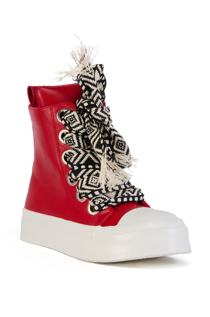 LUKKA HIGH TOP SNEAKER IN RED