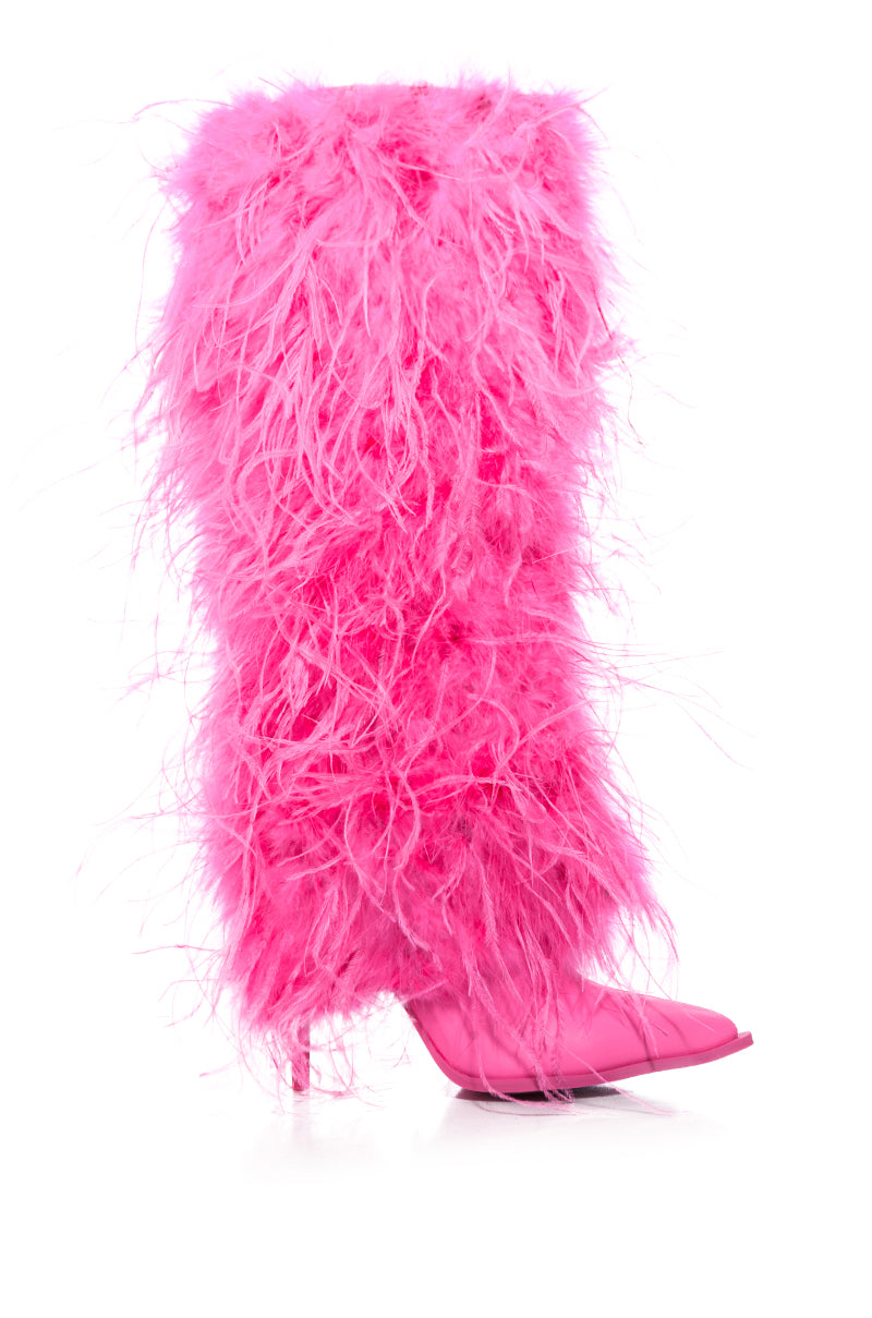 AZALEA WANG PINK FEATHER BOOT