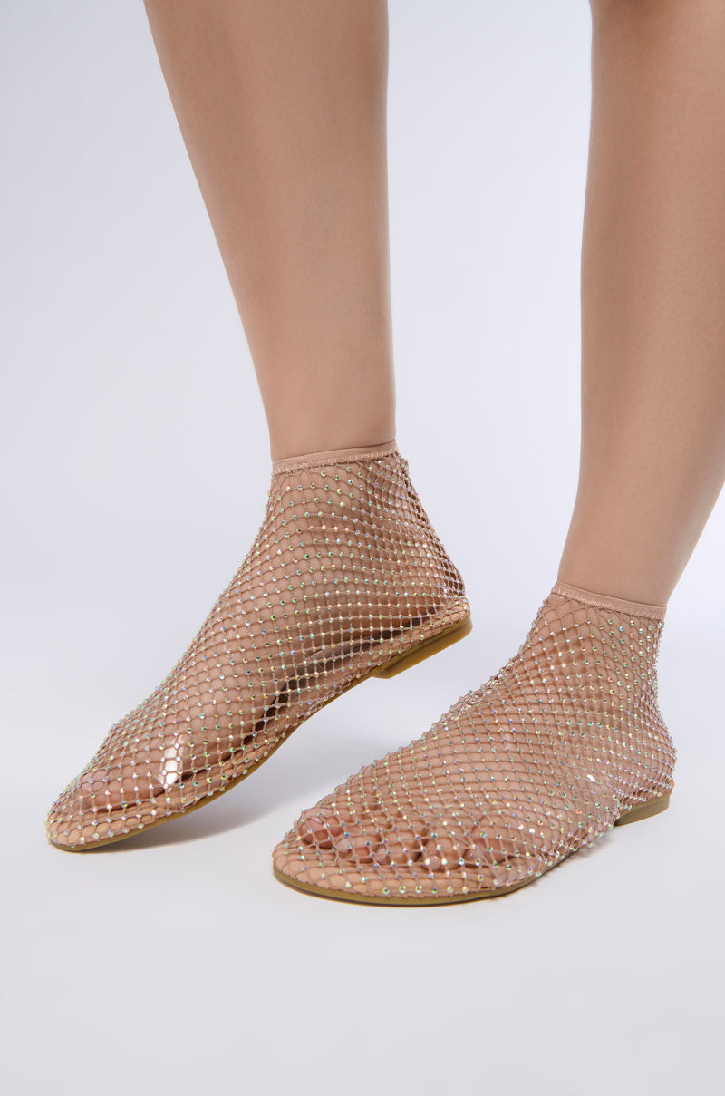 AZALEA WANG HELOISE MESH RHINESTONE FLAT IN NUDE