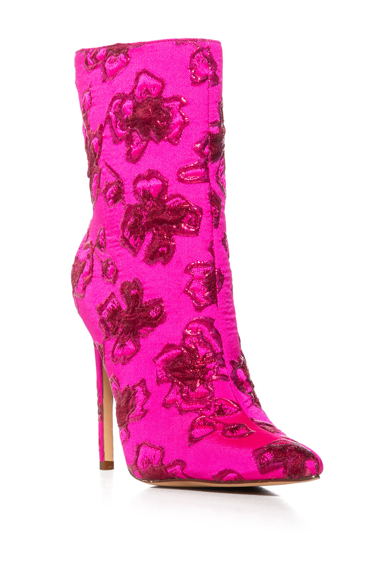 AZALEA WANG POSH PRINCESS BROCADE BOOTIE IN FUCHSIA