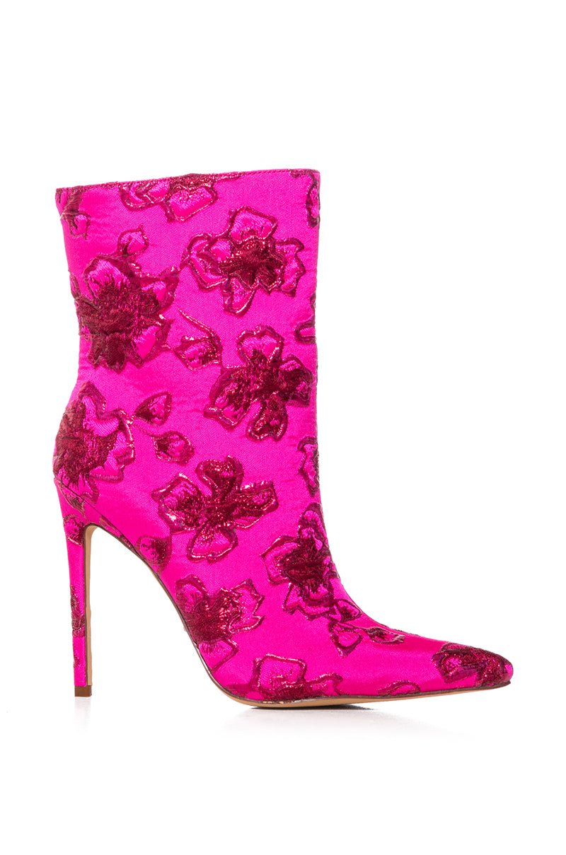 AZALEA WANG POSH PRINCESS BROCADE BOOTIE IN FUCHSIA