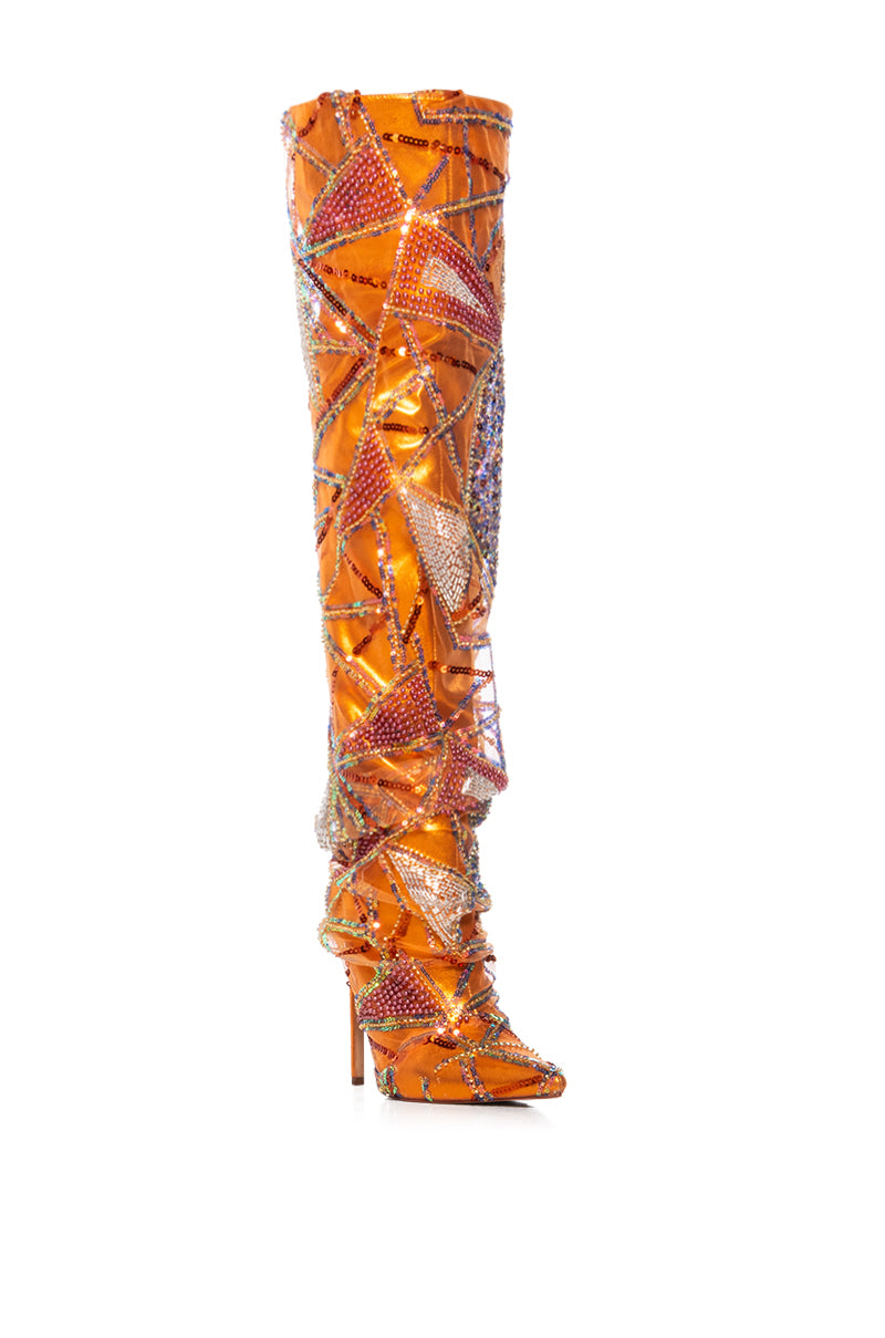 AZALEA WANG MAINSTREET ORANGE ABSTRACT EMBELLISHED BOOT