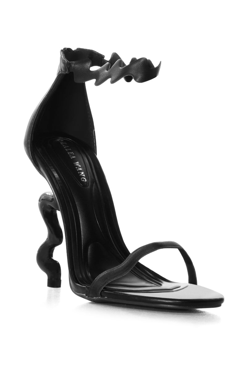 AZALEA WANG WIGGLY BLACK ABSTRACT SANDAL