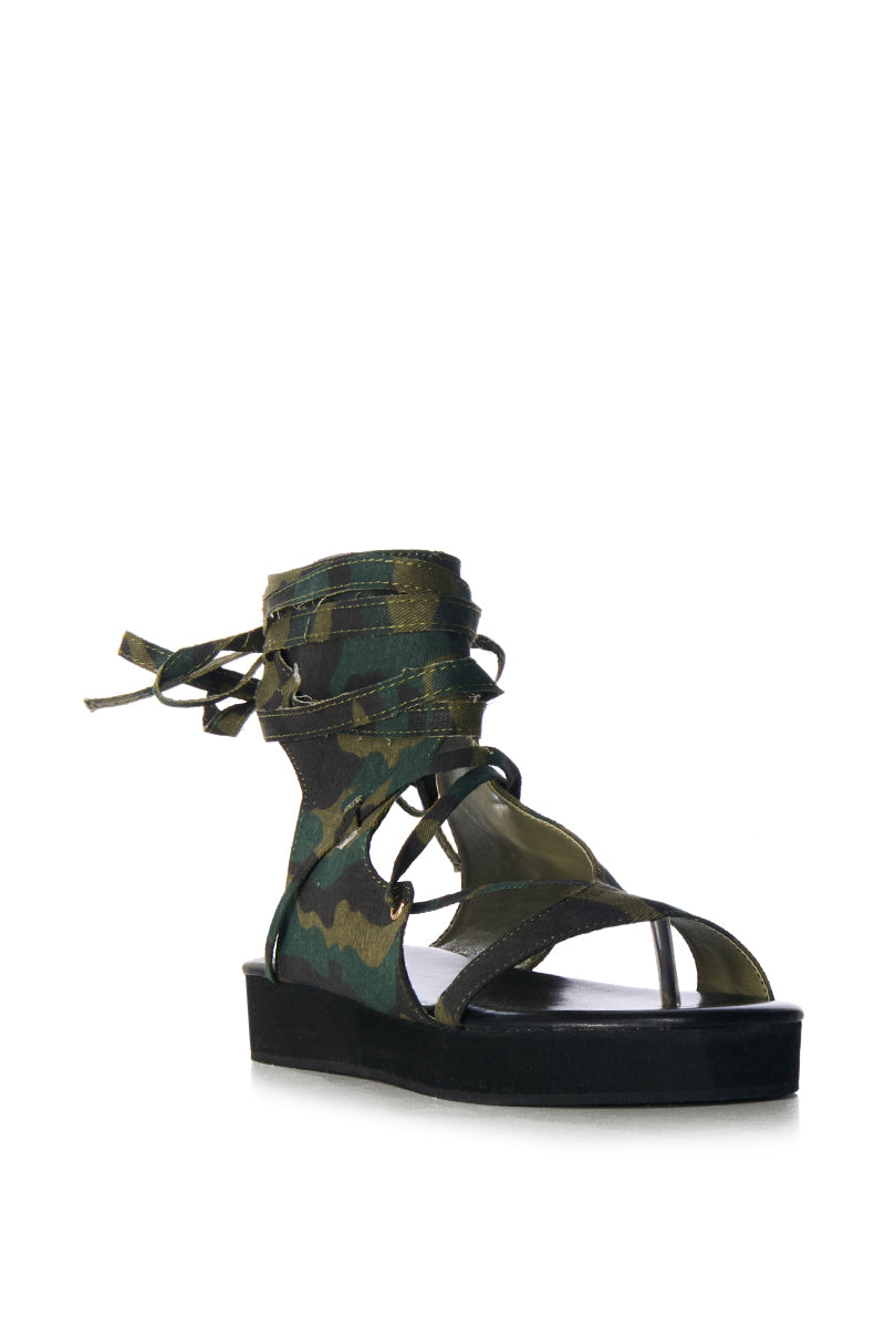 AZALEA WANG CALINA CAMO GLADIATOR SANDAL