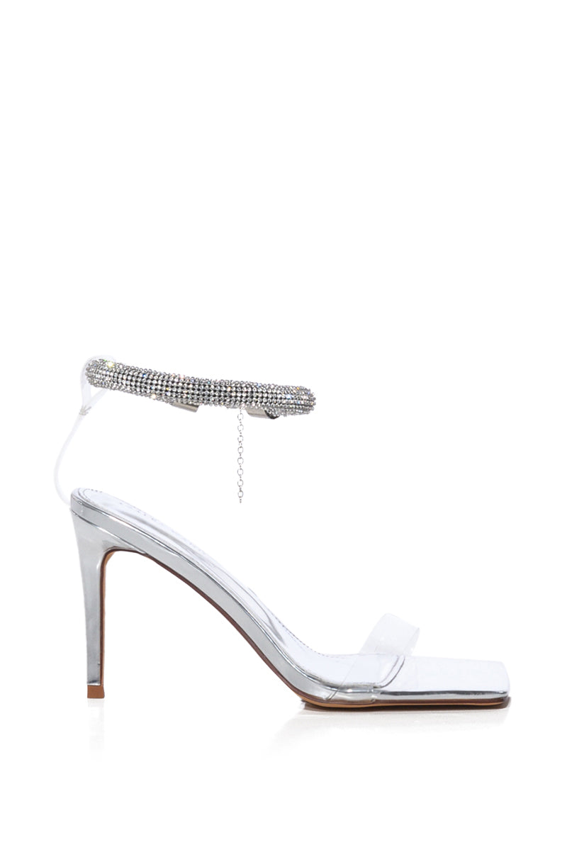 AZALEA WANG PAPI EMBELLISHED PVC SANDAL IN SILVER