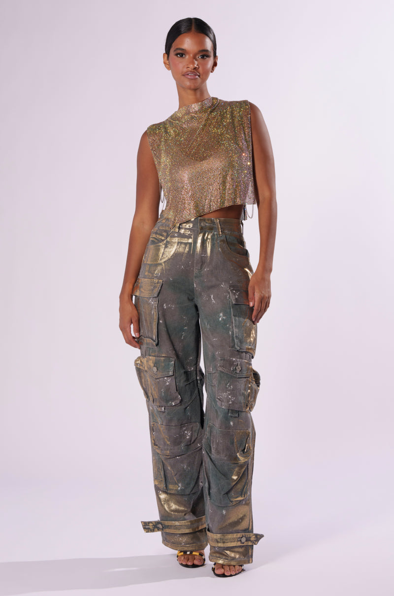 WAITING TIL NEXT YEAR METALLIC DENIM PANT