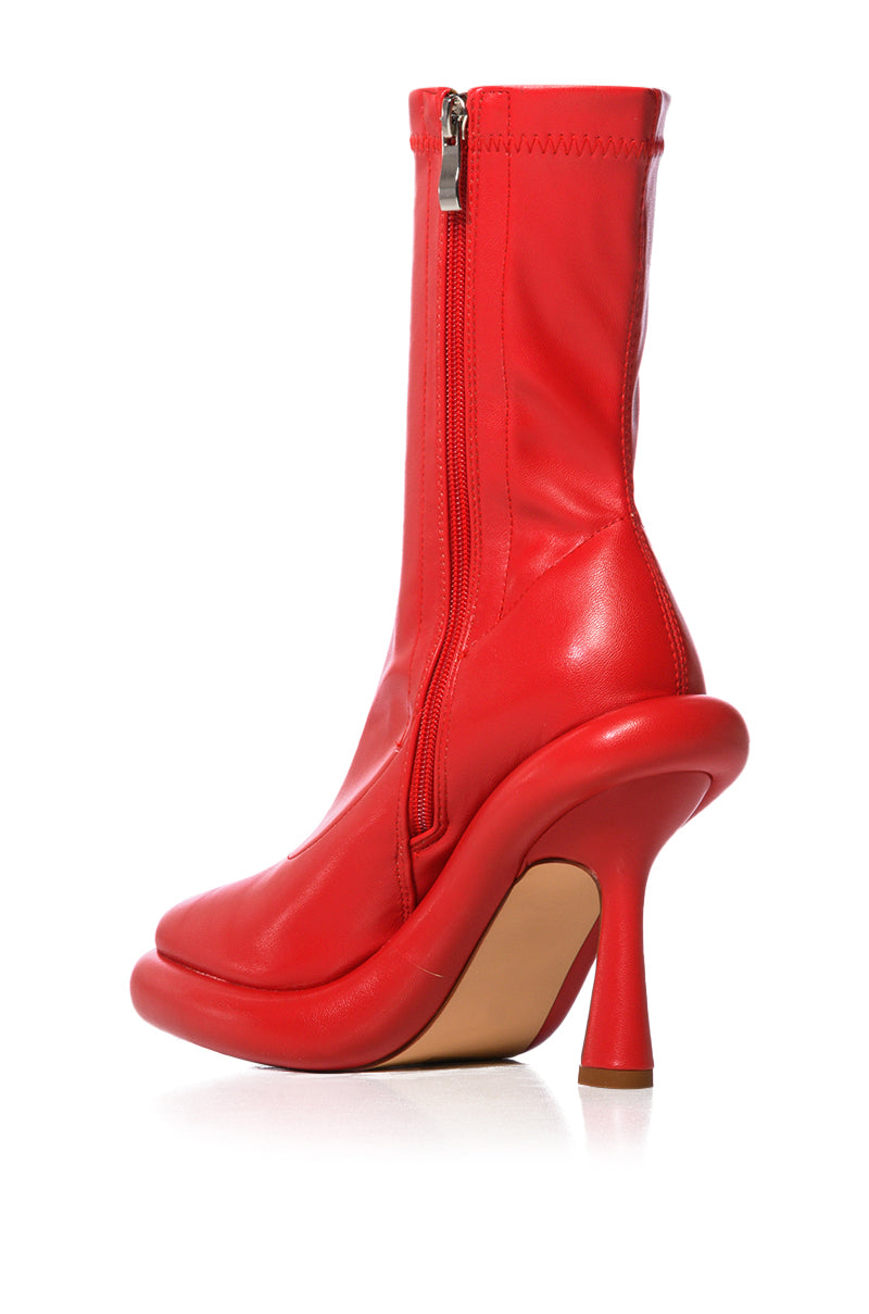 AZALEA WANG TARROW STILETTO PU BOOTIE IN RED