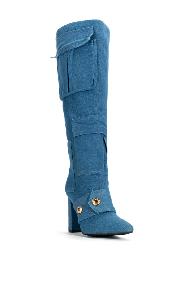 JAMISEN BLUE CHUNKY BOOT IN DENIM