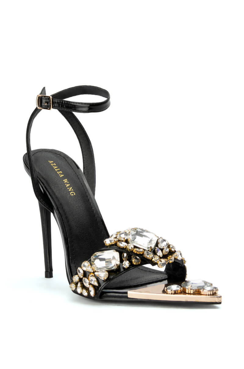 AZALEA WANG TILLY RHINESTONE STILETTO SANDAL IN BLACK