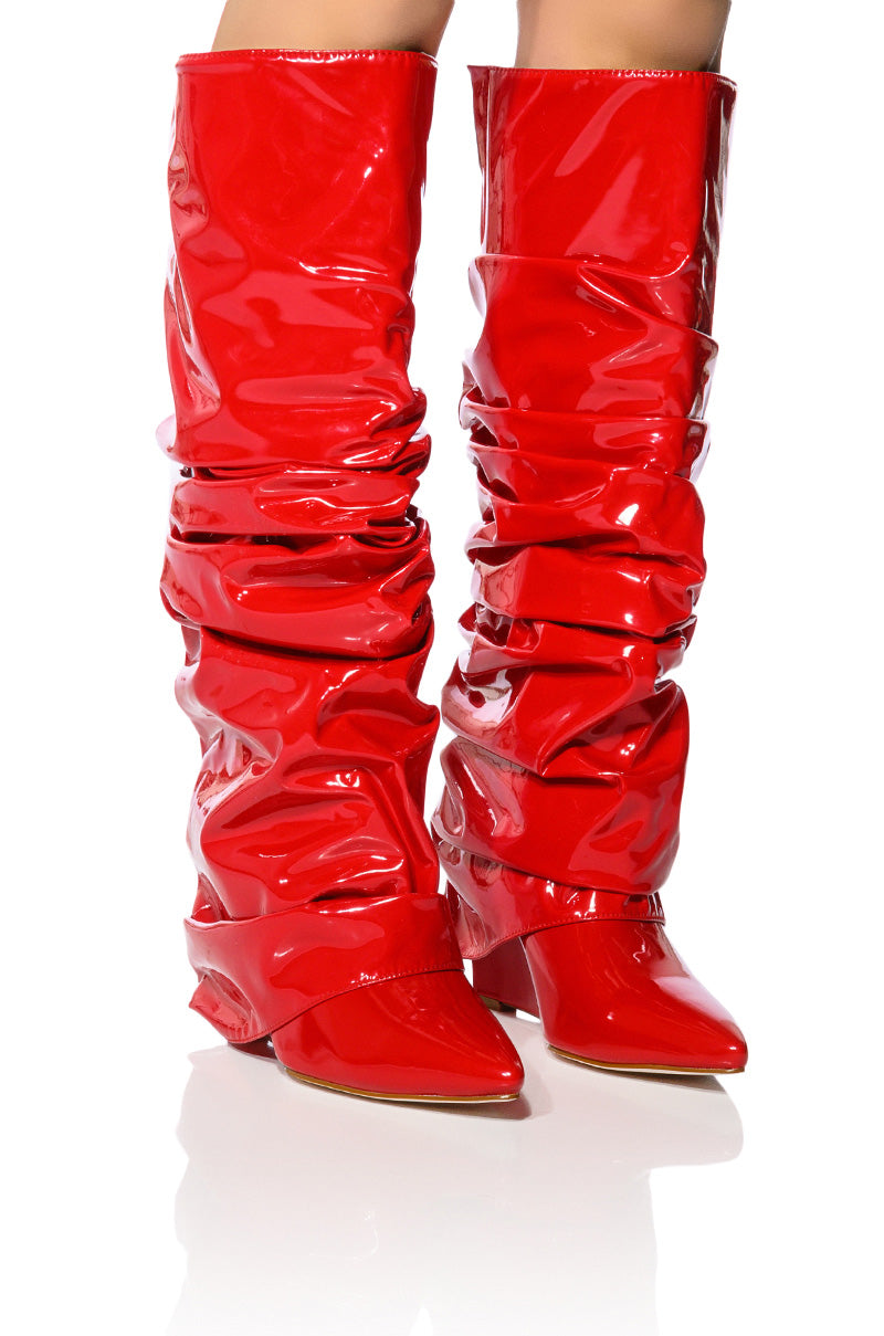 AZALEA WANG SIF SLOUCH WEDGE BOOT IN RED