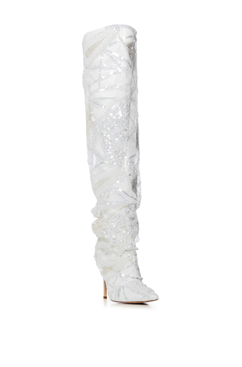 AZALEA WANG MAINSTREET WHITE ABSTRACT EMBELLISHED BOOT