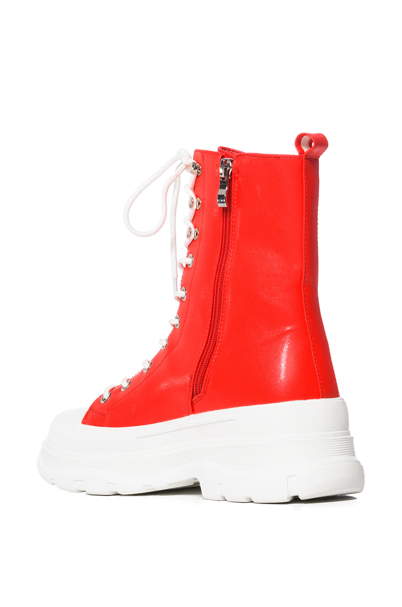 AZALEA WANG SOUTH RED HIGH TOP SNEAKER