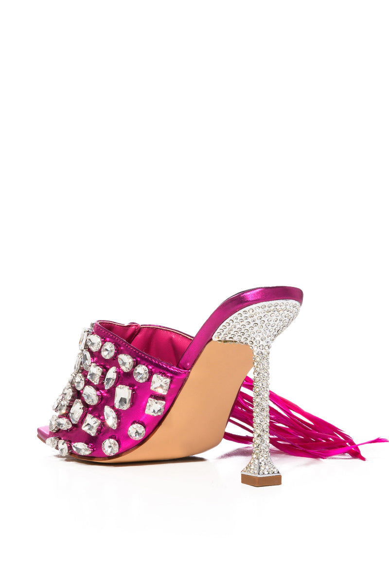 AZALEA WANG JOPLIN FUCHSIA EMBELLISHED HEEL SANDAL