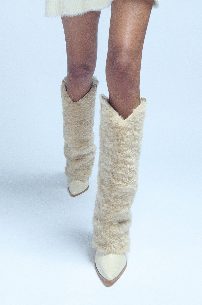 BUTTERFLY KISSES BEIGE FURRY BOOT