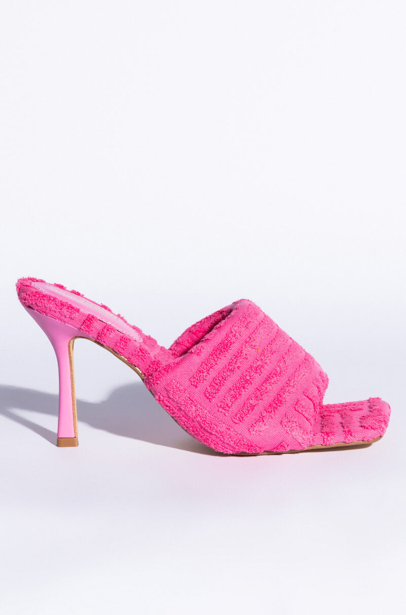 TERRY CLOTH STILETTO MULE IN PINK