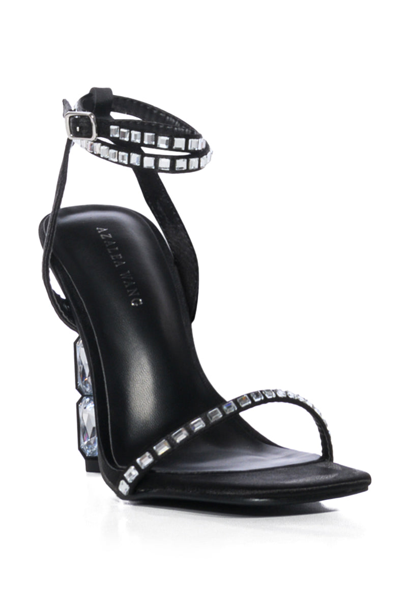 AZALEA WANG VIOLETA BLACK GEM HEEL SANDAL