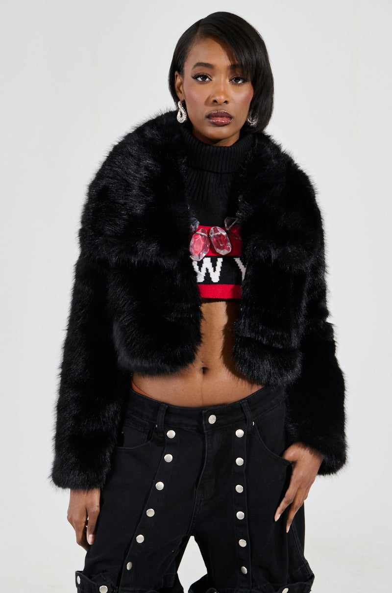 CADENCE FAUX FUR IN BLACK