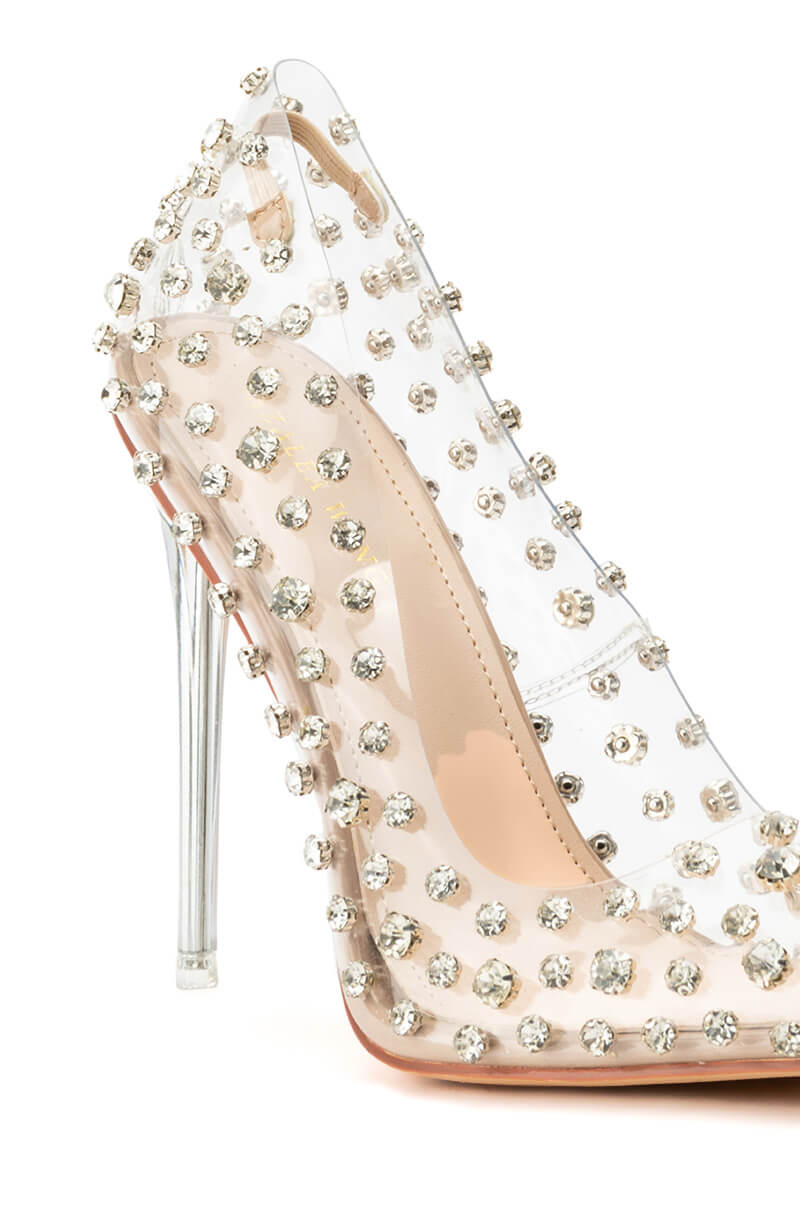 AZALEA WANG LETISHA BLING STILETTO PUMP IN NUDE