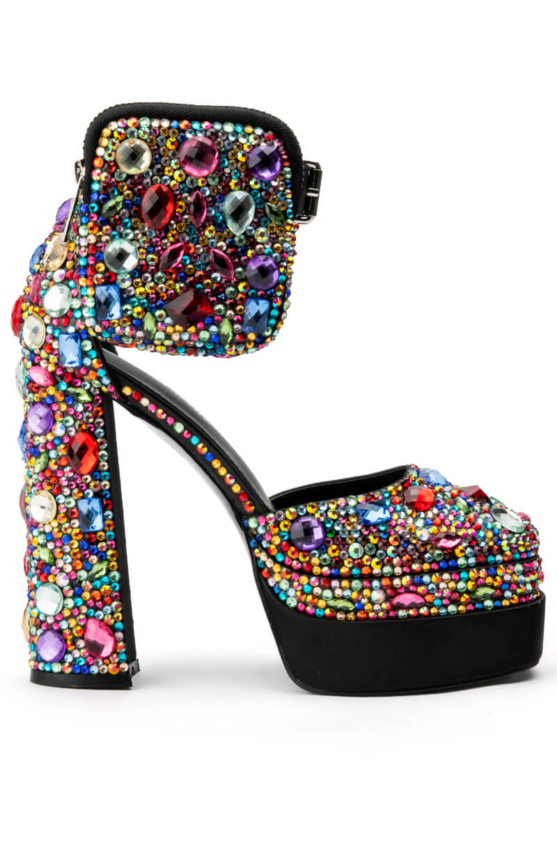 AZALEA WANG TOKYO BLING POCKET CHUNKY PUMP IN MULTI