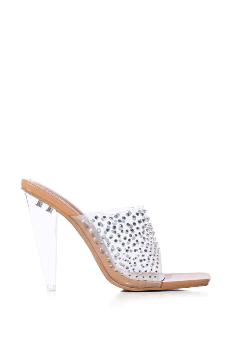 PERSPEX NUDE EMBELLISHED SANDAL