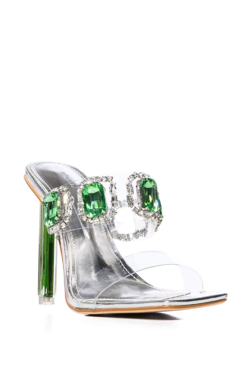 AZALEA WANG PYPER GREEN GEM EMBELLISHED SANDAL