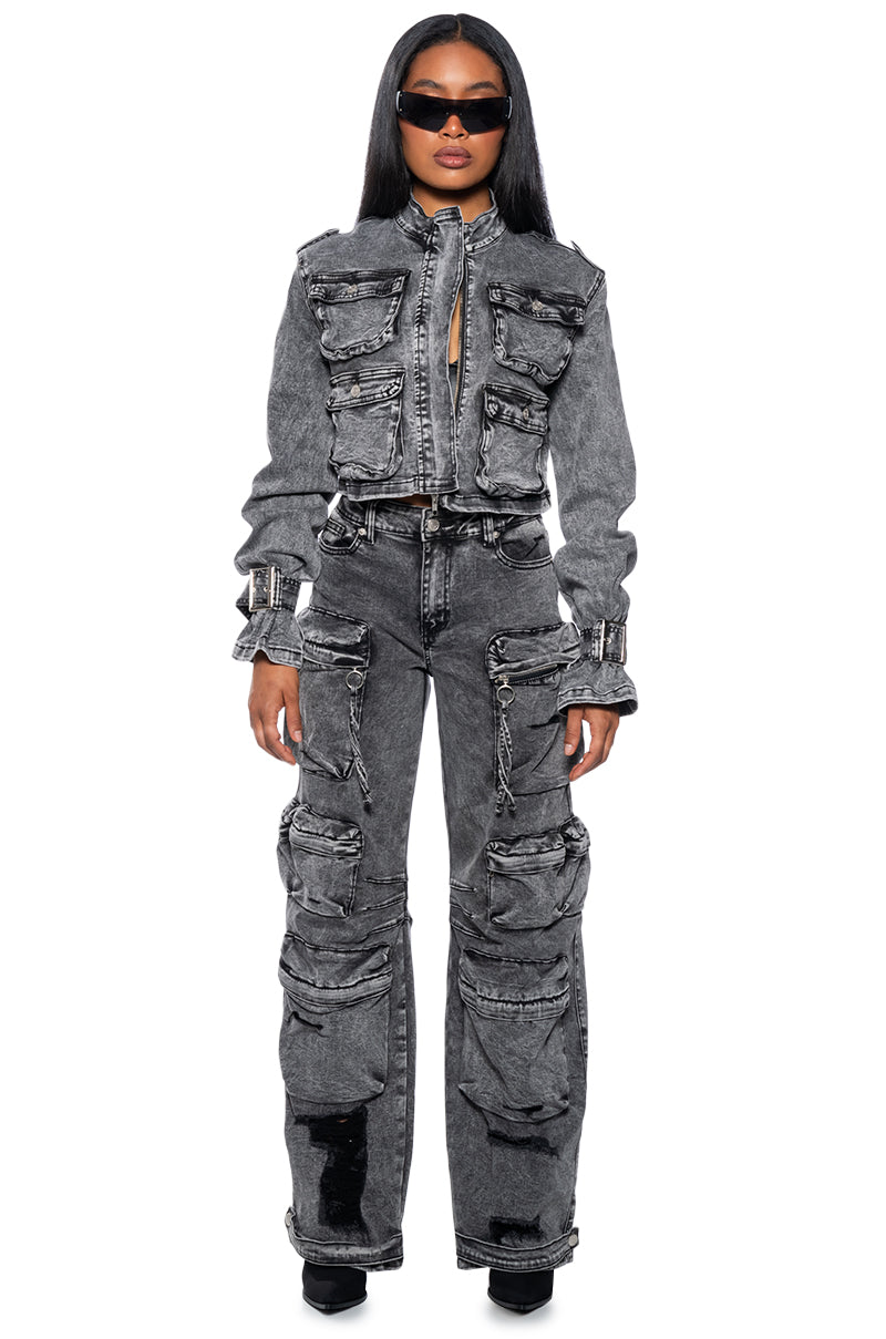 SOMETHING WILD DENIM CARGO PANTS