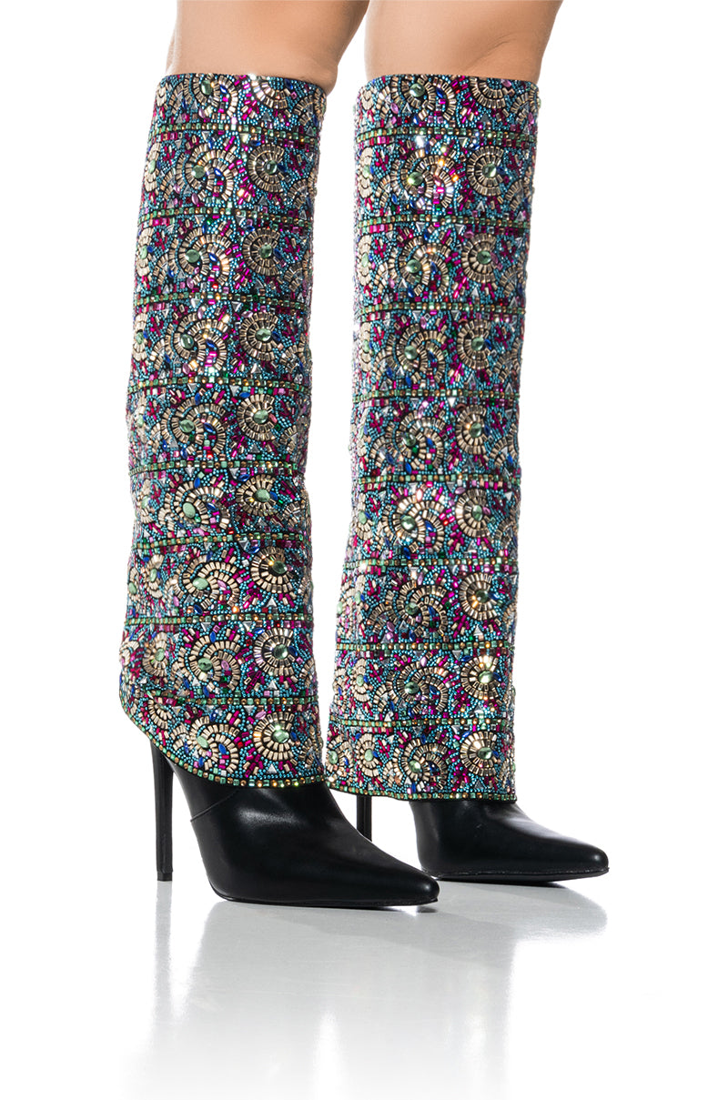 AZALEA WANG AMELIANNA FOLD OVER EMBELLISHED BOOT