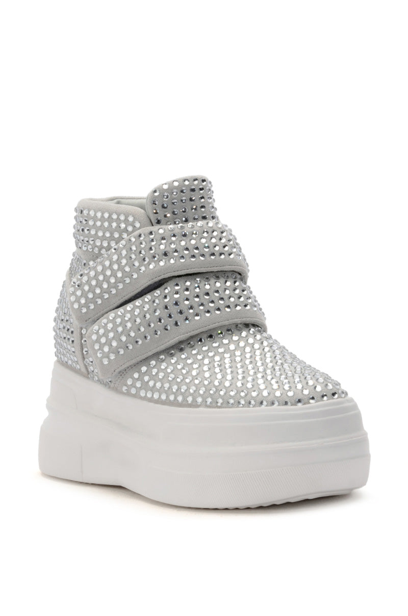 AZALEA WANG CYBER EMBELLISHED PLATFORM SNEAKER IN SILVER