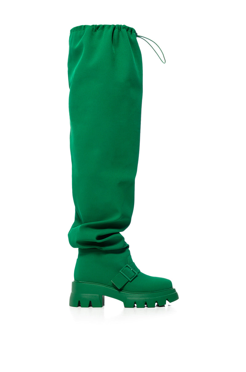 AZALEA WANG FRAPPE GREEN OVER THE KNEE BOOT