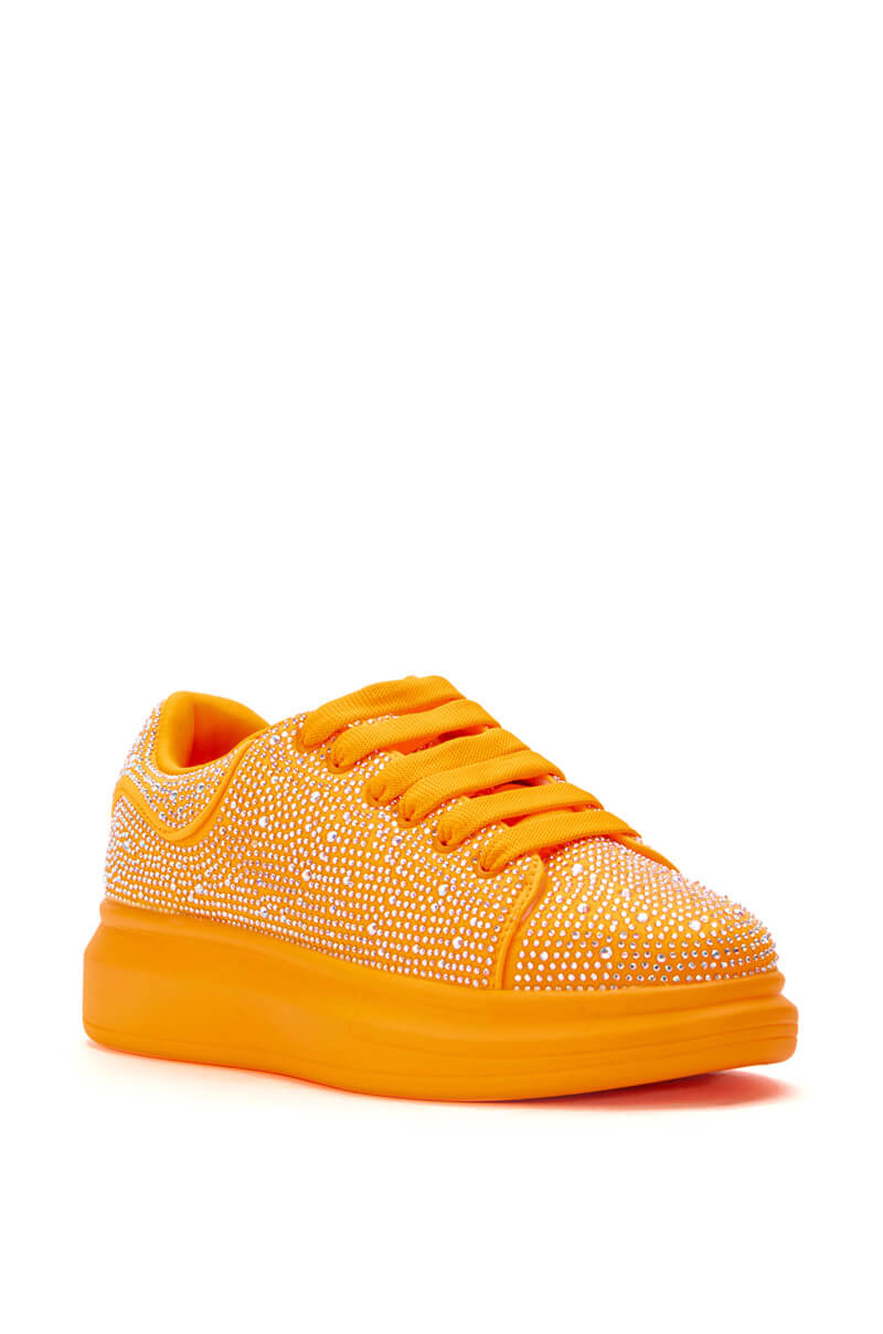 SIA EMBELLISHED SNEAKER IN ORANGE