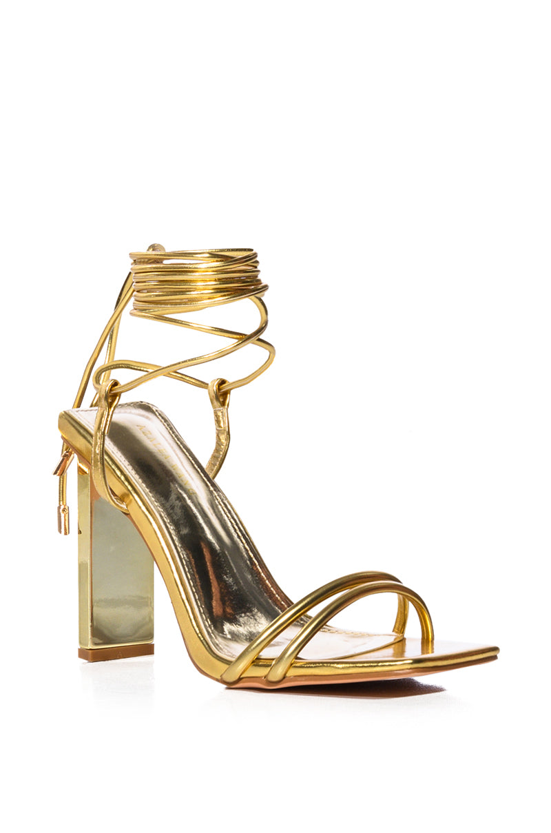 AZALEA WANG NORWOOD GOLD LACE UP SANDAL