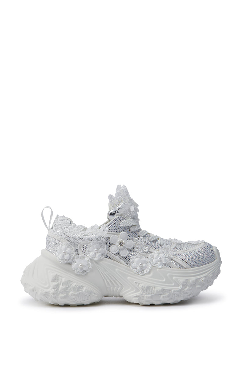 AZALEA WANG CANISH WHITE EMBELLISHED SNEAKER