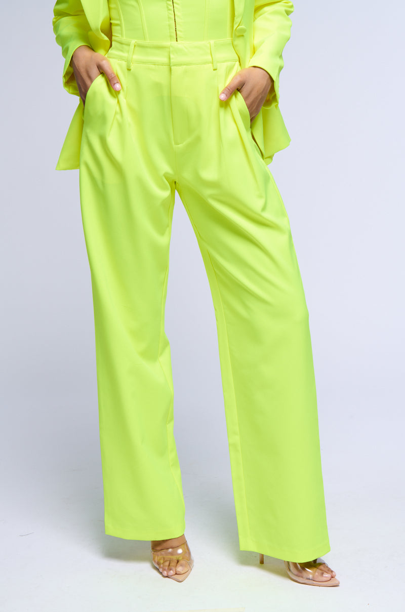 SONIQUE RELAXED FIT TROUSERS IN NEON YELLOW