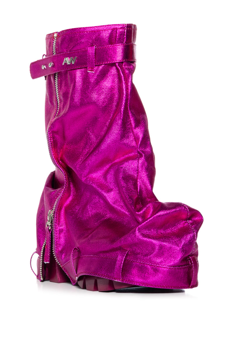 AZALEA WANG ANGELA FUCHSIA FLAT BOOTIE