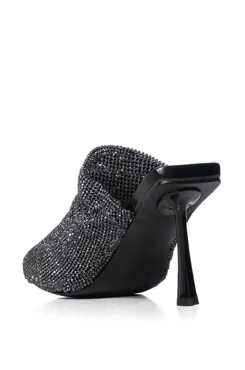 AZALEA WANG RAIN EMBELLISHED ROUND TOE MULE IN BLACK