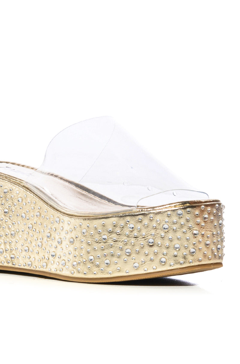 DOLL GOLD FLATFORM EMBELLISHED SANDAL