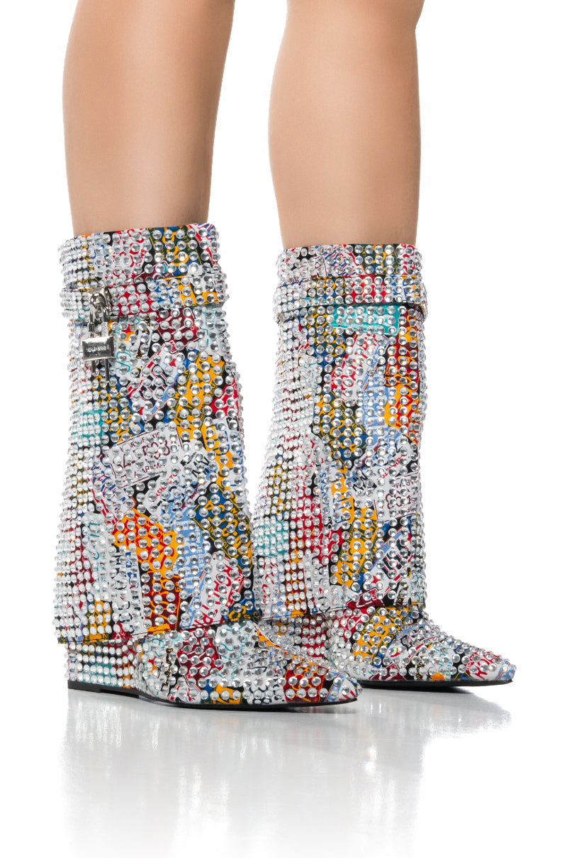 AZALEA WANG TUPELO MULTI DIAMOND COVERED BOOT