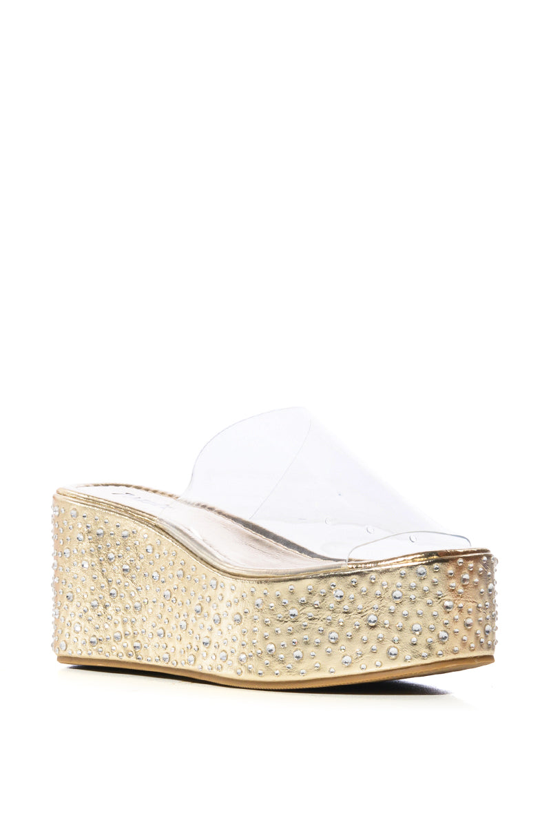 DOLL GOLD FLATFORM EMBELLISHED SANDAL