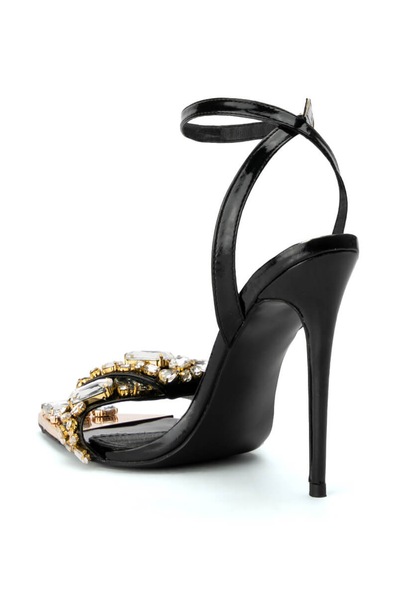 AZALEA WANG TILLY RHINESTONE STILETTO SANDAL IN BLACK