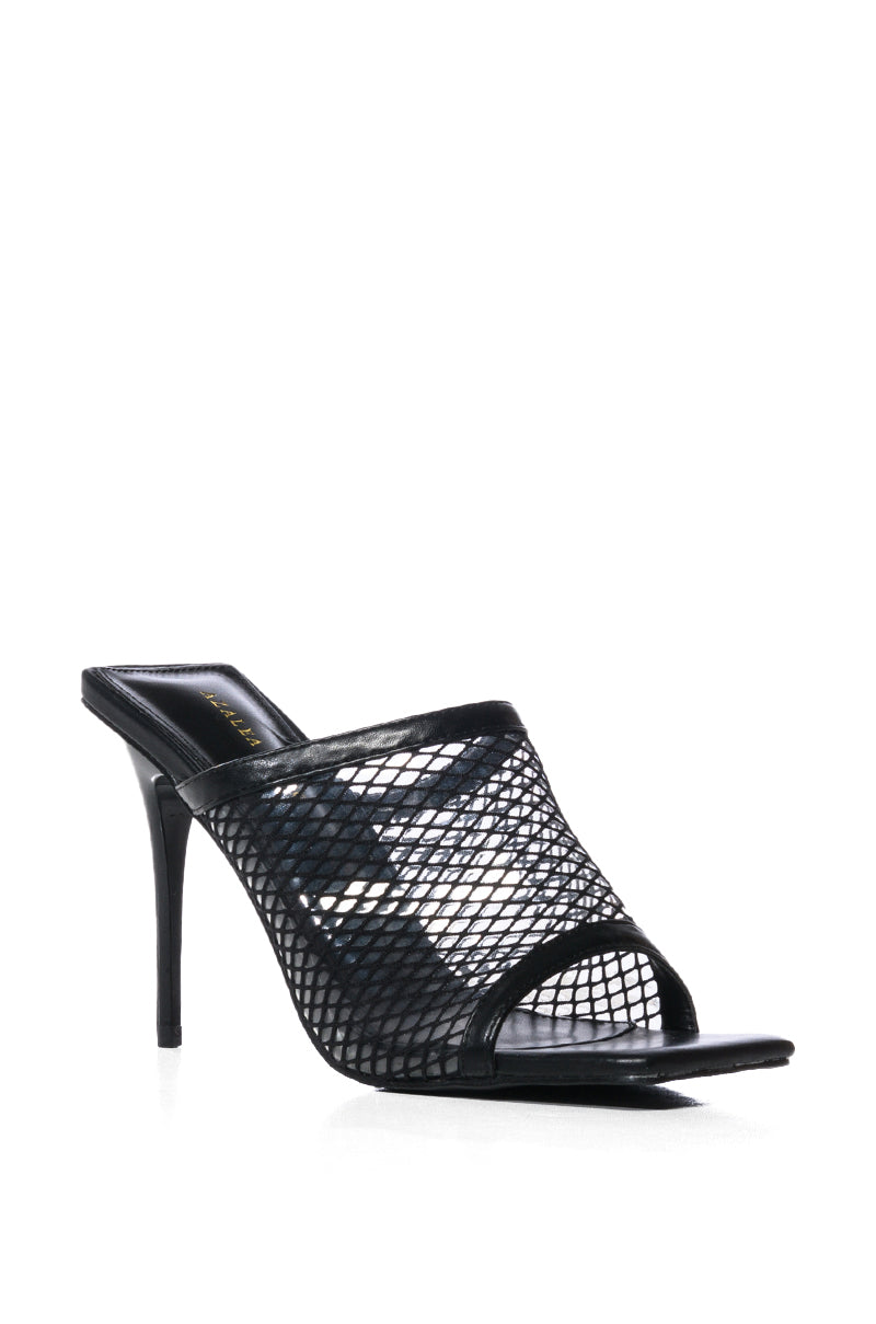 AZALEA WANG CLAUDIA MESH STILETTO SANDAL IN BLACK