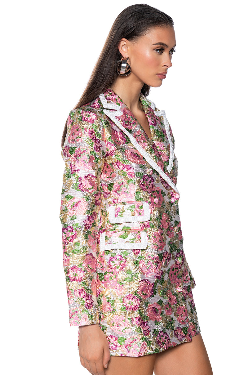 FLORAL DREAMS BROCADE SUIT DRESS