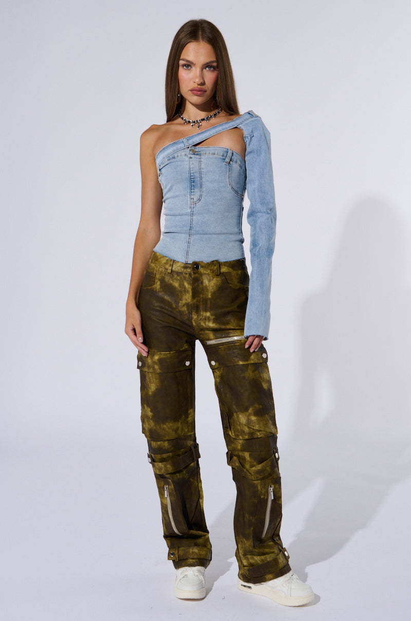 OUT LIKE A BANDIT FAUX LEATHER CARGO PANT