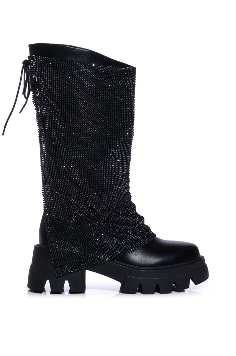 AZALEA WANG BLOOMFIELD EMBELLISHED BOOT IN BLACK