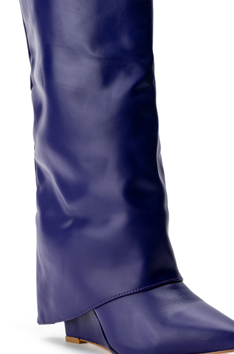 AZALEA WANG MELINA FOLD OVER WEDGE BOOT IN PURPLE