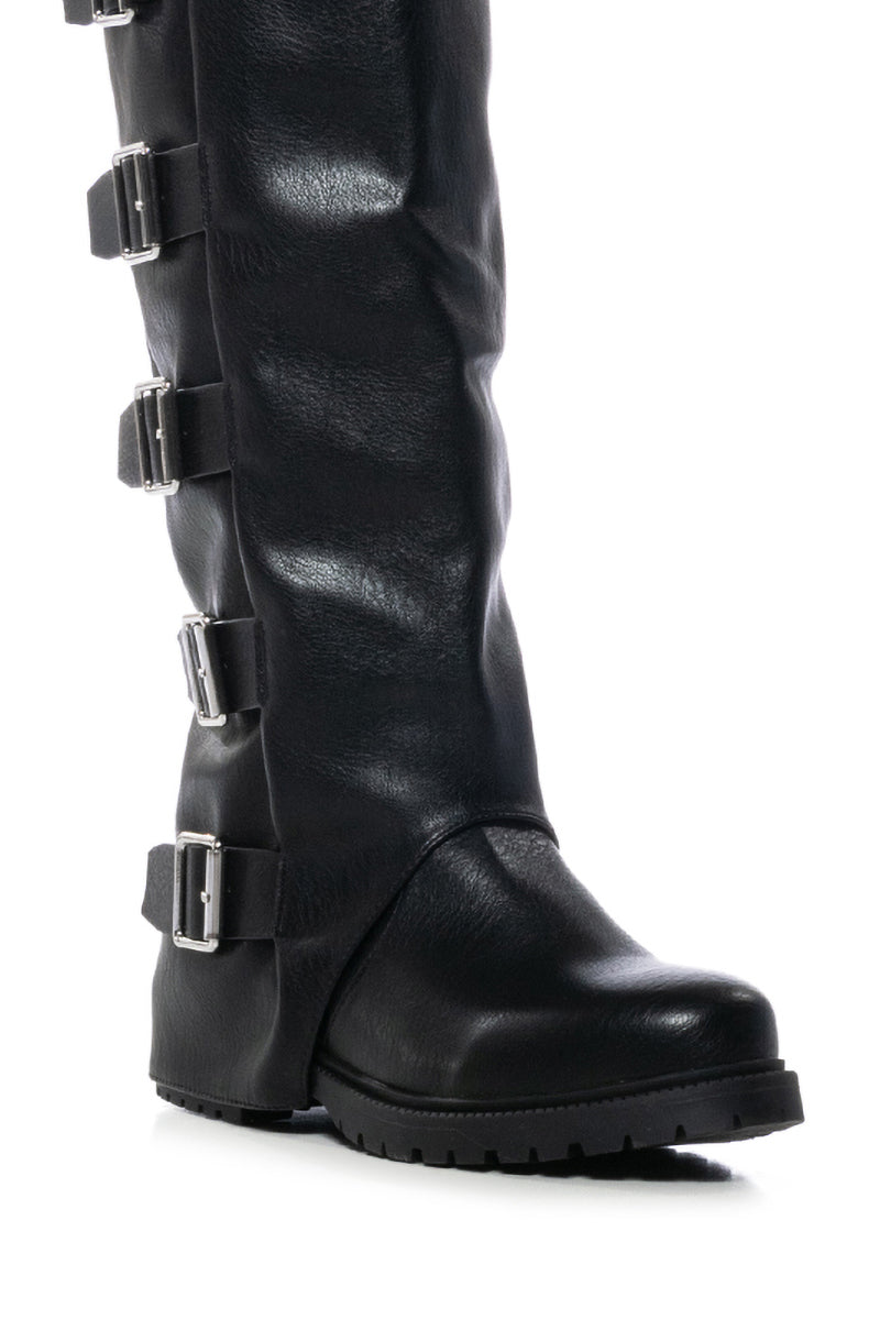 AZALEA WANG BAKEWELL BUCKLE BLACK BOOT