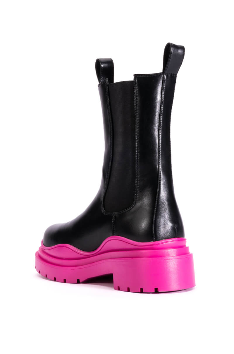 AZALEA WANG GHOSTED FLATFORM CHELSEA BOOT IN FUCHSIA