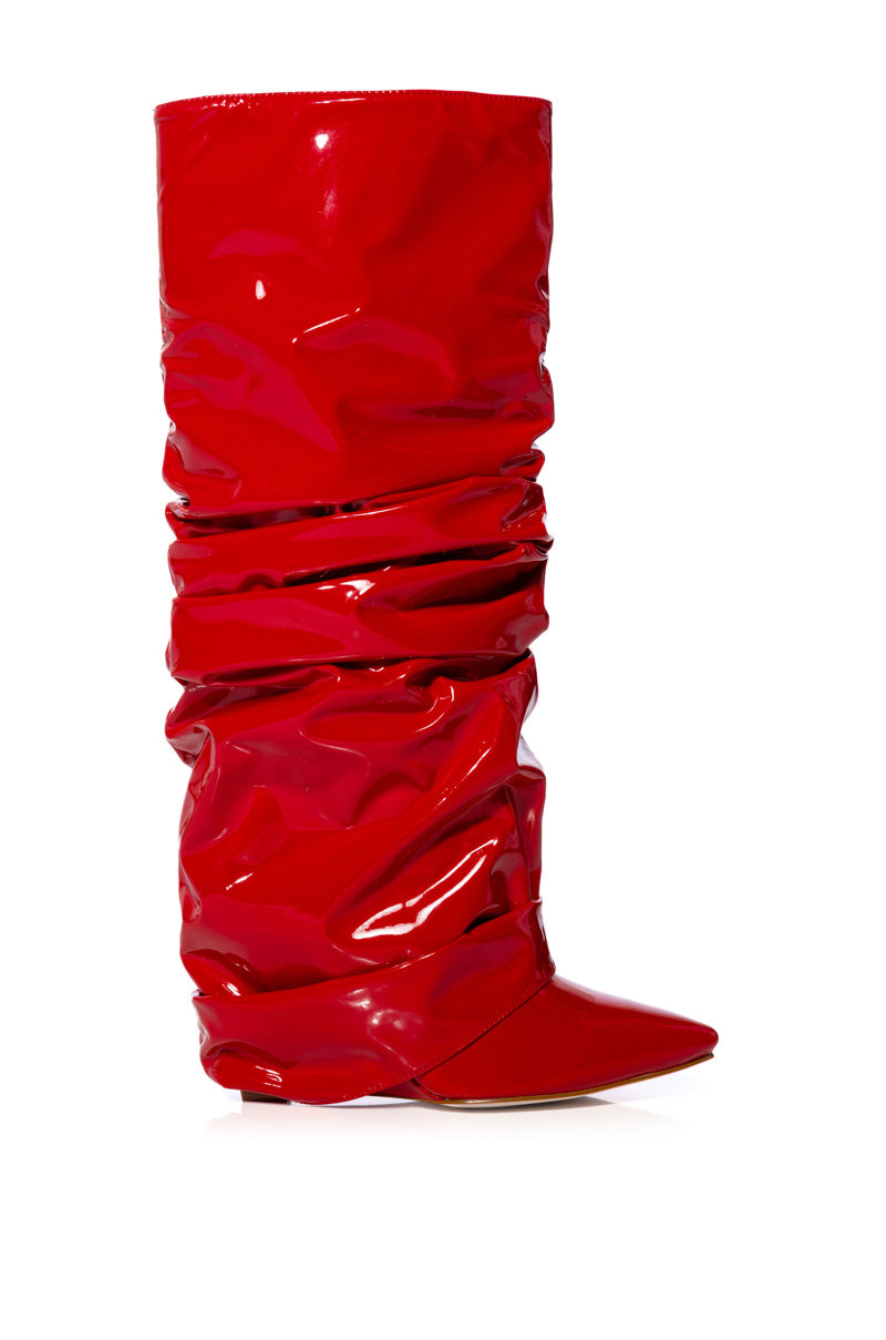 AZALEA WANG SIF SLOUCH WEDGE BOOT IN RED