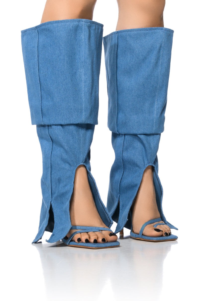 HOEDOWN 2 IN 1 STILETTO SANDAL IN DENIM