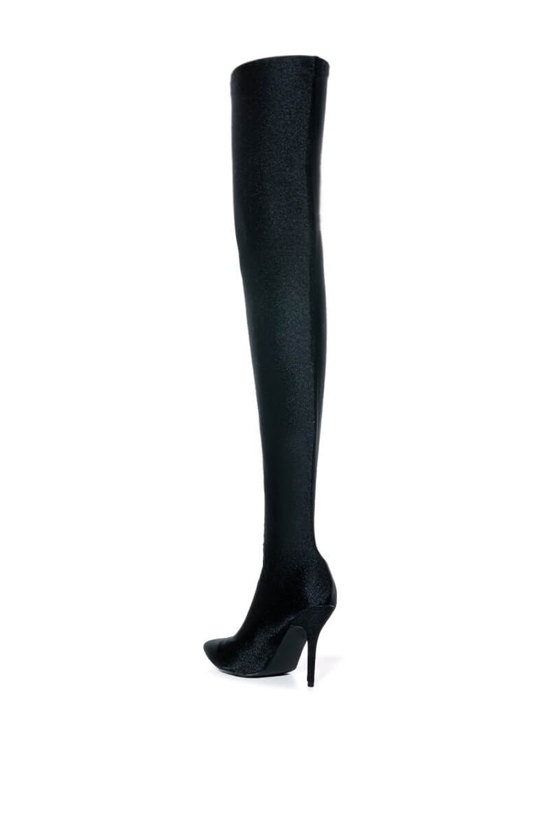 AZALEA WANG LOVE STRUCK THIGH HIGH STILETTO BOOT IN BLACK